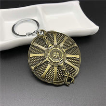 Load image into Gallery viewer, God of wars 4 keychain Kratos Guardian Shield Ice Axe round pendant keyring