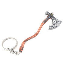 Load image into Gallery viewer, God of wars 4 keychain Kratos Guardian Shield Ice Axe round pendant keyring