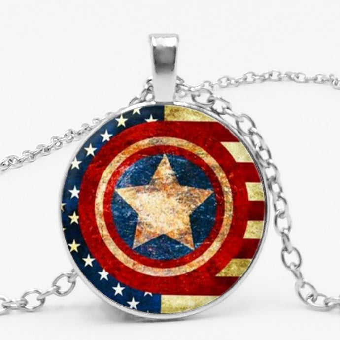 Marvel Heroes Captain America Shield Time Pendant Necklace
