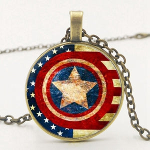 Marvel Heroes Captain America Shield Time Pendant Necklace