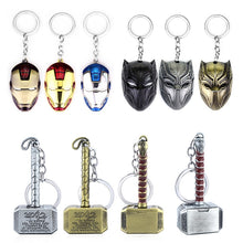 Load image into Gallery viewer, Marvel Avengers Endgame Keychain Thor Hammer Iron Man Black Panther Mask Captain America Key Chain