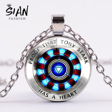 Load image into Gallery viewer, SIAN Iron Man Tony Stark Arc Reactor Necklace 3D Effects Glass