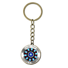 Load image into Gallery viewer, Movie Iron Man Arc Reactor Keychain Tony Stark Marvel The Avengers 4 Age Of Ultron Glass Key Ring