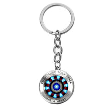 Load image into Gallery viewer, Movie Iron Man Arc Reactor Keychain Tony Stark Marvel The Avengers 4 Age Of Ultron Glass Key Ring