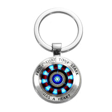 Load image into Gallery viewer, Movie Iron Man Arc Reactor Keychain Tony Stark Marvel The Avengers 4 Age Of Ultron Glass Key Ring