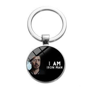 Movie Iron Man Arc Reactor Keychain Tony Stark Marvel The Avengers 4 Age Of Ultron Glass Key Ring
