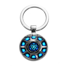 Load image into Gallery viewer, Movie Iron Man Arc Reactor Keychain Tony Stark Marvel The Avengers 4 Age Of Ultron Glass Key Ring