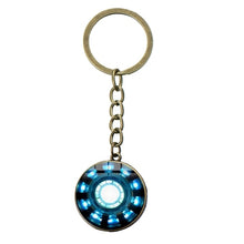Load image into Gallery viewer, Movie Iron Man Arc Reactor Keychain Tony Stark Marvel The Avengers 4 Age Of Ultron Glass Key Ring