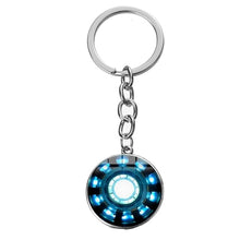 Load image into Gallery viewer, Movie Iron Man Arc Reactor Keychain Tony Stark Marvel The Avengers 4 Age Of Ultron Glass Key Ring