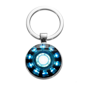 Movie Iron Man Arc Reactor Keychain Tony Stark Marvel The Avengers 4 Age Of Ultron Glass Key Ring