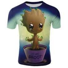 Load image into Gallery viewer, Groot unny tee cute t shirts homme men 100% cotton cool tshirt summer Marvel t-shirt