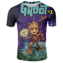 Load image into Gallery viewer, Groot unny tee cute t shirts homme men 100% cotton cool tshirt summer Marvel t-shirt