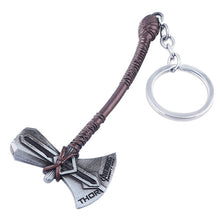Load image into Gallery viewer, RJ Marvel Jewelry Thor Mjolnir Hammer Axe Keychains Avengers 4 Iron Man Keyring Loki  Thanos Sword Key chains